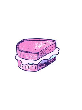 Çizgi film karalamalarının yatay titreşimli animasyonu kızarmış sandviç.