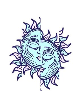 Dövmenin geleneksel ortaçağ güneşiyle bölünmüş hareket animasyonu