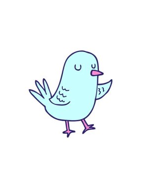 spinning motion animation of hand drawn cartoon bird