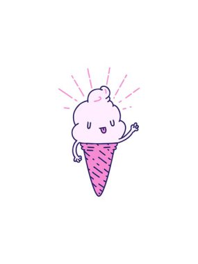 radioactive glowing animation of illustration of a traditional tattoo style ice cream character waving