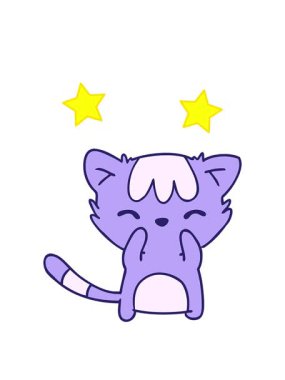 dönen yıldızlar sevimli kawaii kedisinin serbest çiziminin animasyonu