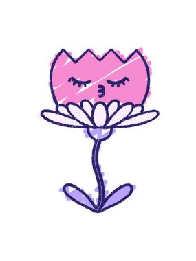 Mutlu Çiçek Tebeşir Çiziminin Animasyonunu Durdur ve Durdur