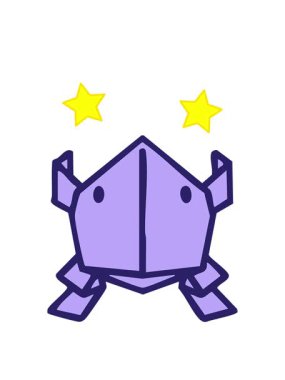 spinning stars animation of a japanese folded paper origami jumping frog