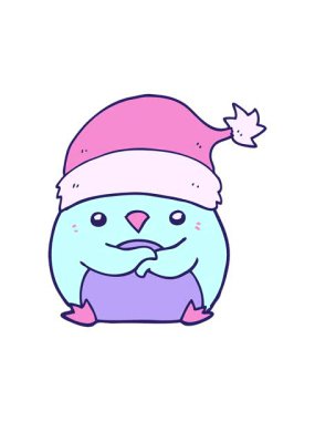 shine light effect animation of cute cartoon penguin wearing christmas hat