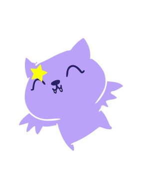 Parlayan yıldızlar, sevimli kawaii yarasasının serbest çizgi filmini canlandırıyor.