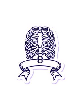 neon light effect animation of tattoo style sticker with banner of a rib cage