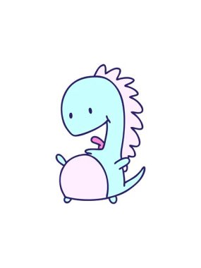 Mutlu bir dinozor karikatürünün radyoaktif parlayan animasyonu