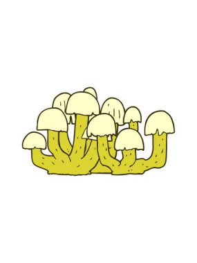 Bir mantarın çizgi film tasarımının renk animasyonu değişiyor