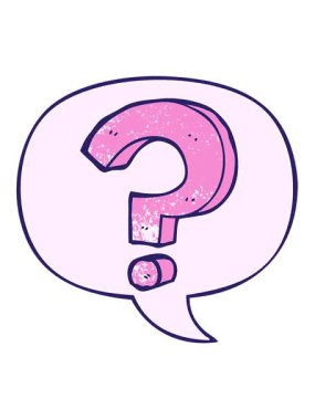 Çizgi film soru işaretinin hareket animasyonunu geriye dönük doku biçiminde konuşma baloncuğu ile salla