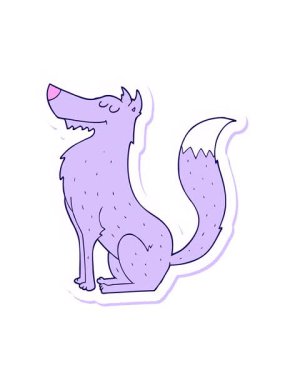 neon light effect animation of sticker of a cartoon wolf