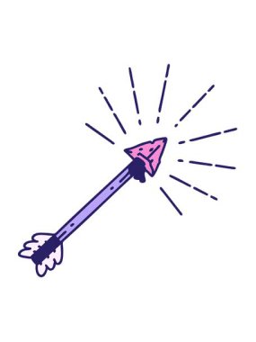 Geleneksel dövme stili eski çakmaktaşı uçlu okun titreşimli hareket animasyonu