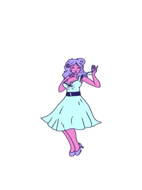 Dövmenin hareketli animasyonunu geleneksel moda bir poster kızı gibi sallıyor.