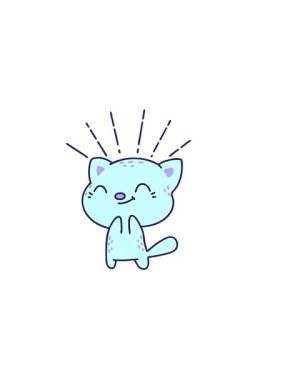 Geleneksel gülümseyen kedi dövmesi çiziminin yatay titreşimli animasyonu