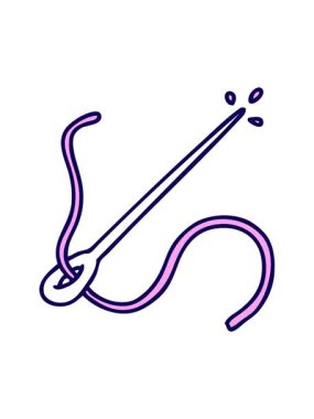 Bir iğne ve ipliğin çizgi filminin neon ışık efekti animasyonu