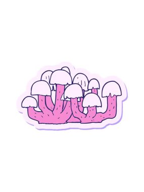 Çizgi film mantar çıkartmasının hareketli animasyonu