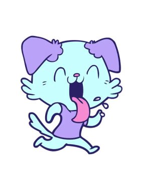 Çizgi film soluyan köpek koşusunun dönen hareketli animasyonu