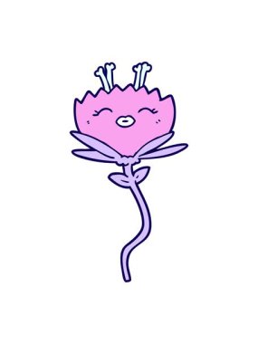 Mutlu karikatür çiçek tasarımının neon ışık efekti animasyonu