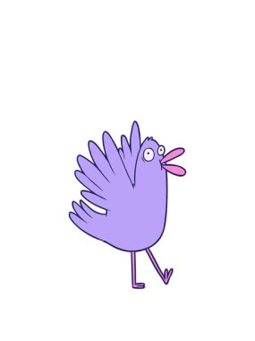 Çizgi film kuşunun ciyaklamasını canlandırıyorum.