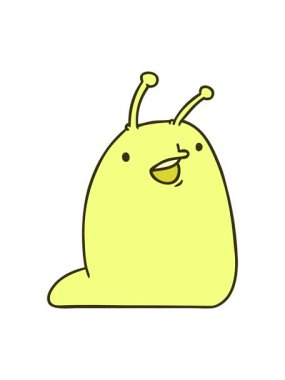 Şirin bir kawaii sümüklüböceğinin çizgi film çiziminin renk animasyonu