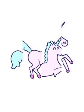 Tek boynuzlu at karikatürünün bölünmüş hareket animasyonu