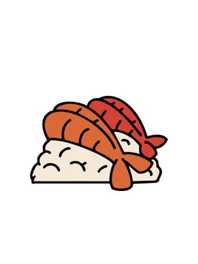 Yanıp sönen radyal çizgiler Japon kızarmış karideslerinin pirinç üzerindeki animasyonu