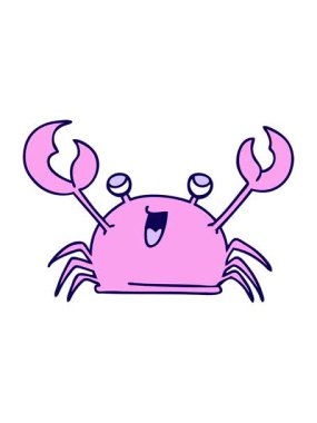 Garip çizgi film mutlu yengecin neon ışık efekti animasyonu