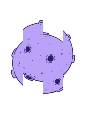 Karikatür ay resminin bölünmüş hareketi canlandırması