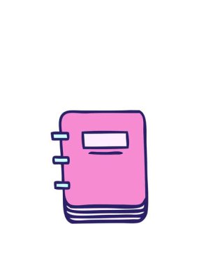 Bir not defterinin sevimli çizgi filminin zıplama hareketi animasyonu