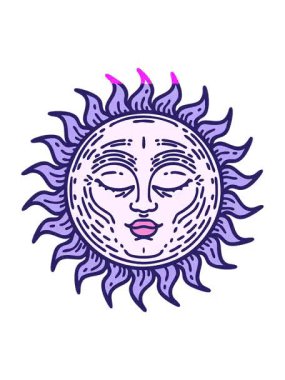 Işıldayan güneşin ikonik dövme şeklindeki görüntüsünü canlandırın.