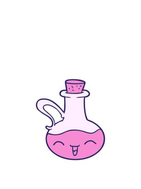 Çizgi film karakteri zeytinyağı şişesinin animasyonunu genişletiyor.