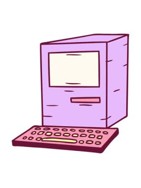 Bir bilgisayarın ve klavyenin parlak renkli karalamalarının el hareketlerini oynat