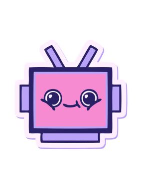 Tatlı bir robot kafasının sallanan hareketli çıkartması.