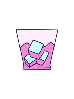 Elle çizilen tuhaf çizgi film viski ve buzun satış animasyonu