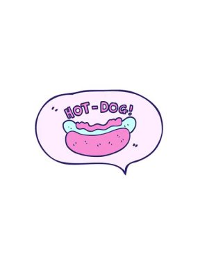 Serbest satış animasyonu konuşma balonu karikatürü hotdog