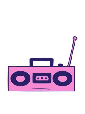 el çizimi çizgi film karalamalarının hareketli animasyonu retro kasetçalar