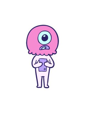 Çizgi film Tepegöz 'ün dönen hareket animasyonu uzaylı uzay adamı tasarımı