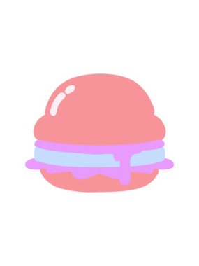 Parlak renkli lezzetli bir hamburgerin hareketli animasyonu