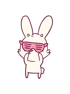 Parlak renkli meraklı tavşan çizgi filminin titreşimli hareketli animasyonu