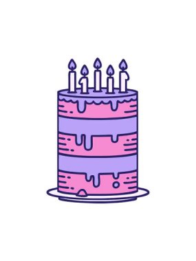 Doğum günü pastası çiziminin dönen hareketli animasyonu