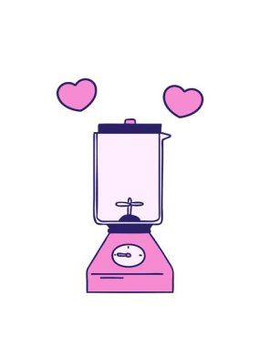 dönen kalpler çizgi film karikatürü yiyecek karıştırıcısının animasyonu