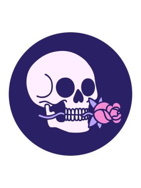 Bir kafatasının ikonik dövme tarzının basınçlı animasyonu