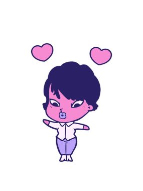 dönen kalpler karikatür kadının neon paletinin animasyonu