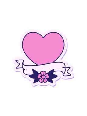 Dövme çıkartmasının geleneksel kalp ve afiş tarzında hareketli animasyonu