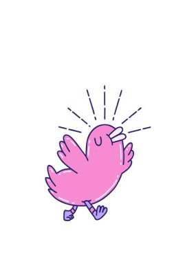 stretching up animation of illustration of a traditional tattoo style bird