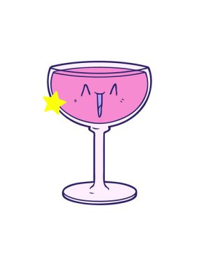 Parıldayan yıldızlar çizgi filmlerdeki şarap kadehlerini canlandırır.