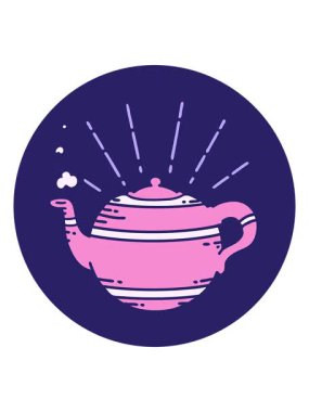 Dövme stili buharlı çaydanlık ikonunun hareketli animasyonu