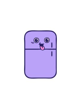 splitting effect animation of a cute cartoon of a fridge freezer