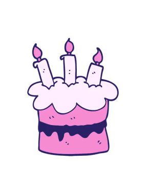 Çizgi film karikatür doğum günü pastasının animasyonunu renklendir