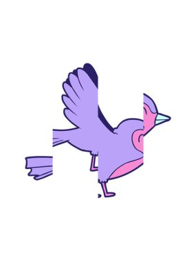 Bir çizgi film Robin 'in bölünmüş hareket animasyonu