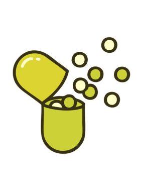 Retro Dövme Biçiminin renk canlandırması açık tıbbi kapsül hapı patlaması